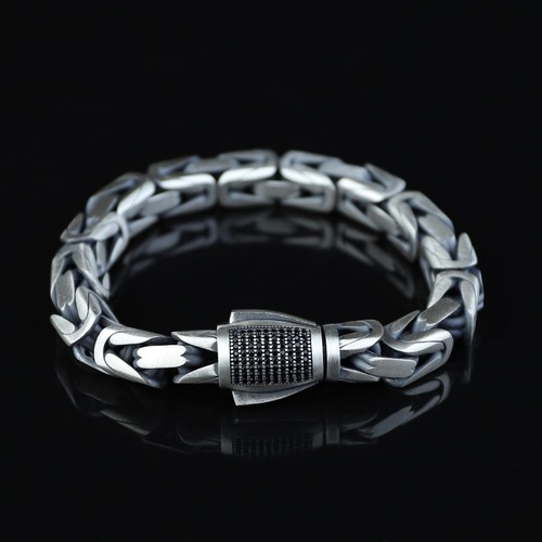 Bracciale uomo argento onice - bracciale,